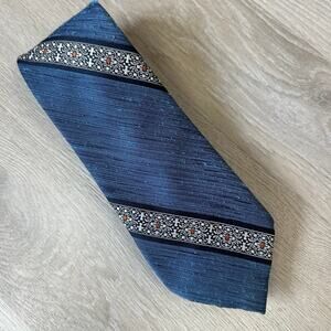 Vintage Johnny Carson Blue Diagonal Stripe Tie 70s 80s Classic Nubby